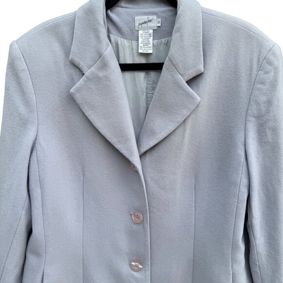 Jacqueline Ferrar Vintage Womens Wool Cashmere Blend Gray Blazer Jacket 12 - Picture 2 of 13